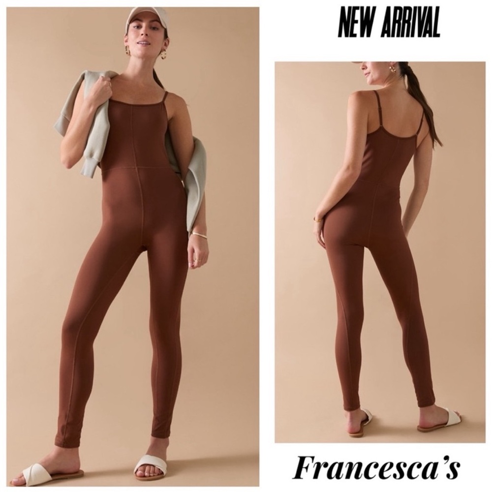 NWOT MiAmi for Francesca's Brown Sleeveless Square Neck Jumpsuit Size Medium